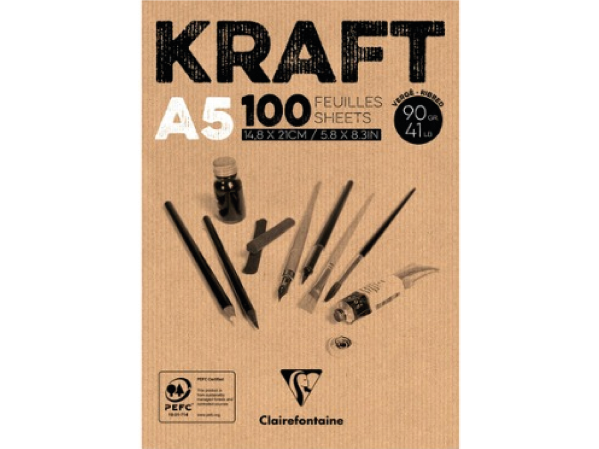 CLAIREFONTAINE KRAFT SKIZZENBLOCK A5 90G 100 BLÄTTER 1