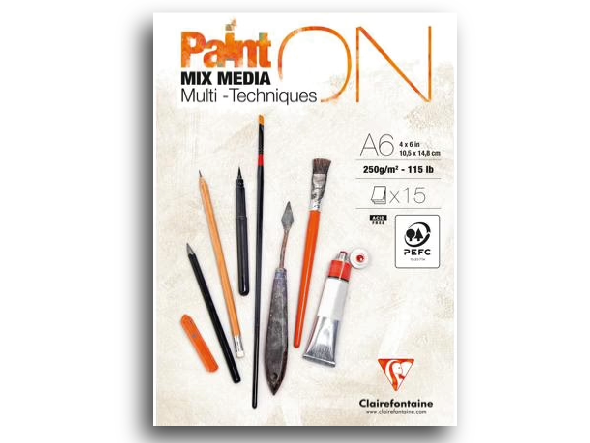 CLAIREFONTAINE PAINT-ON WHITE ACRYLPAPIER BLOCK A6 250GRAMM 15 BLATT 1