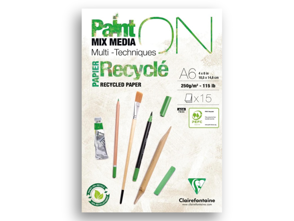 CLAIREFONTAINE PAINT-ON RECYCLED BLOCK A6 250GRAMM 15 BLATT 1