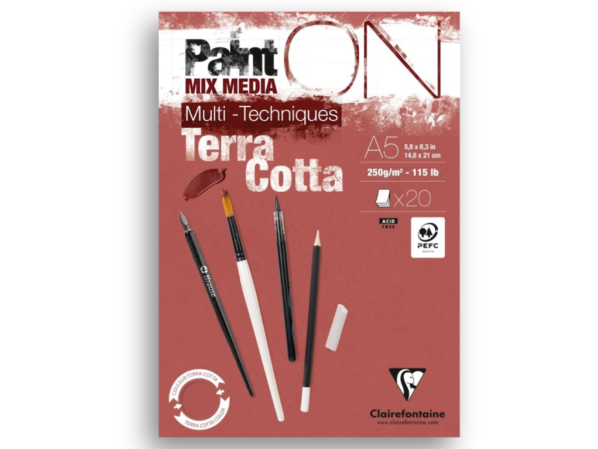 CLAIREFONTAINE PAINT-ON TERRACOTTA BLOCK A5 250GRAMM 20 BLATT 1