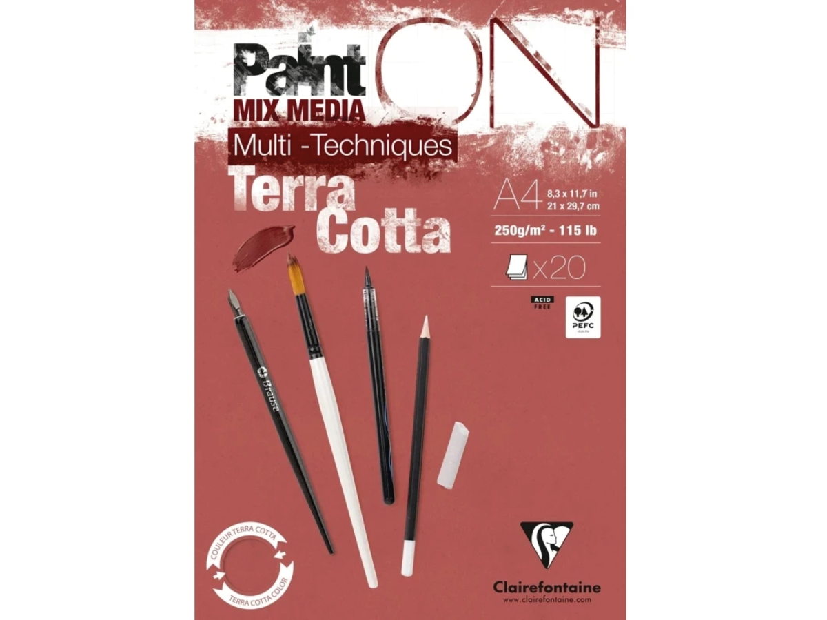 CLAIREFONTAINE PAINT ON TERRACOTTA A4 250GRAM 20 VEL BLOK 1