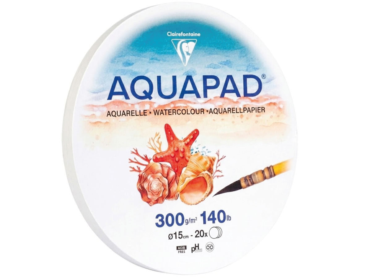 CLAIREFONTAINE AQUAPAD AQUARELLPAPIER RUND  Ø 15 CM  300 G/M²  20 BLATT 1