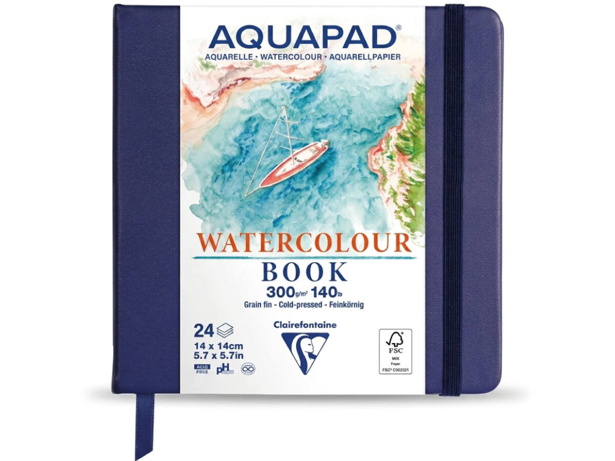 CLAIREFONTAINE AQUAPAD WATERCOLOUR BOOK 14X14CM 300 GRAM 24 VEL 1
