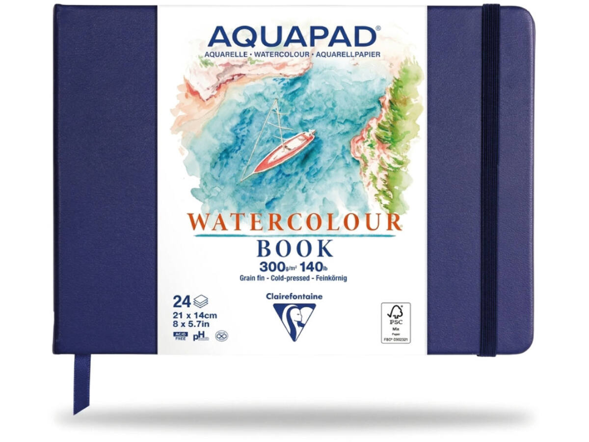 CLAIREFONTAINE AQUAPAD WATERCOLOUR BOOK 21X14CM 300 GRAM 24 VEL 1