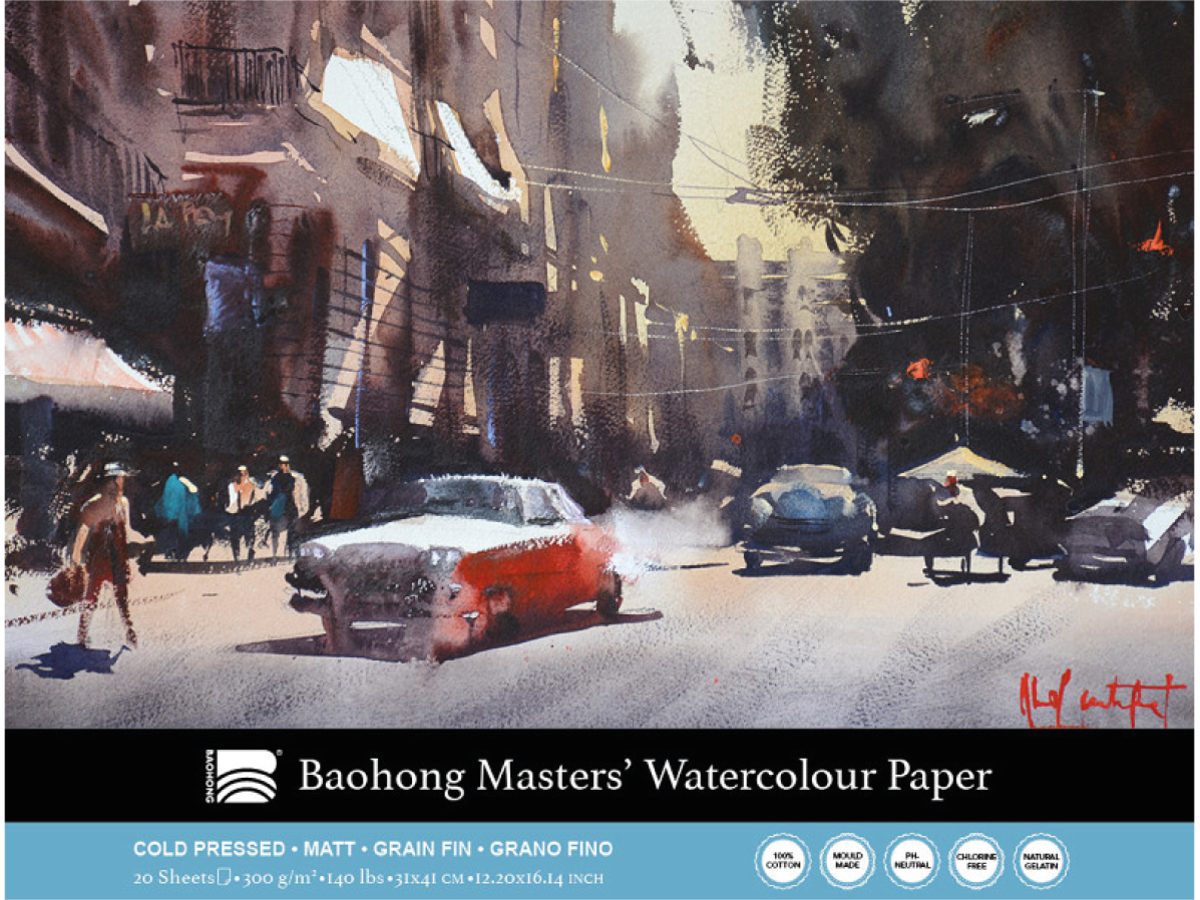 BAOHONG AQUARELLPAPIER 31X41CM 300GR MATT 20BLATT 1
