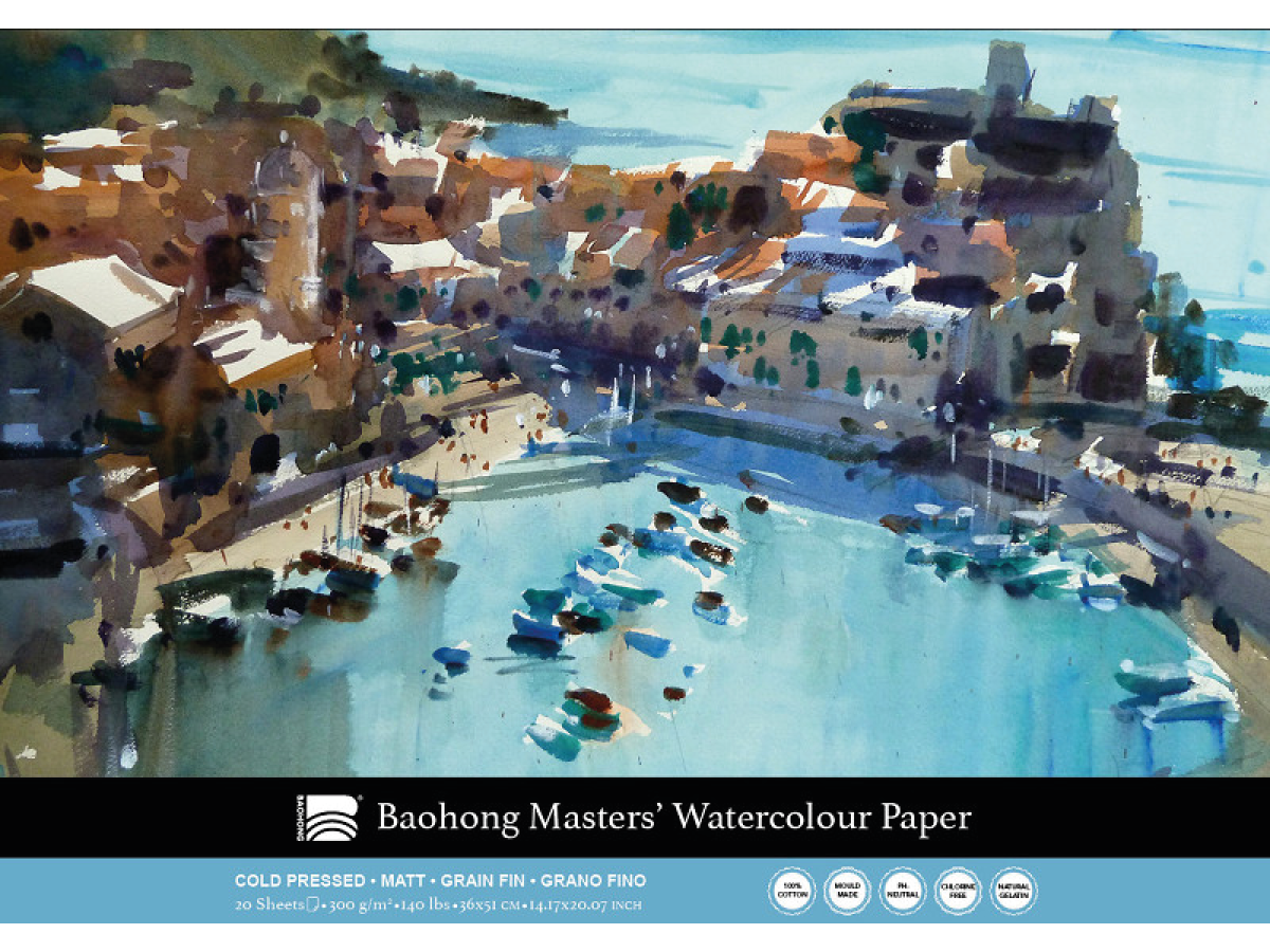 BAOHONG AQUARELLPAPIER 36X51CM 300GR MATT 20BLATT 1
