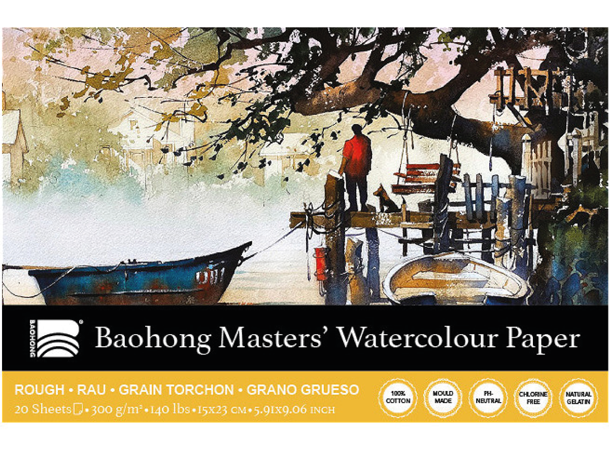 BAOHONG AQUARELLPAPIER 15X23CM 300GR RAU 20BLATT 1