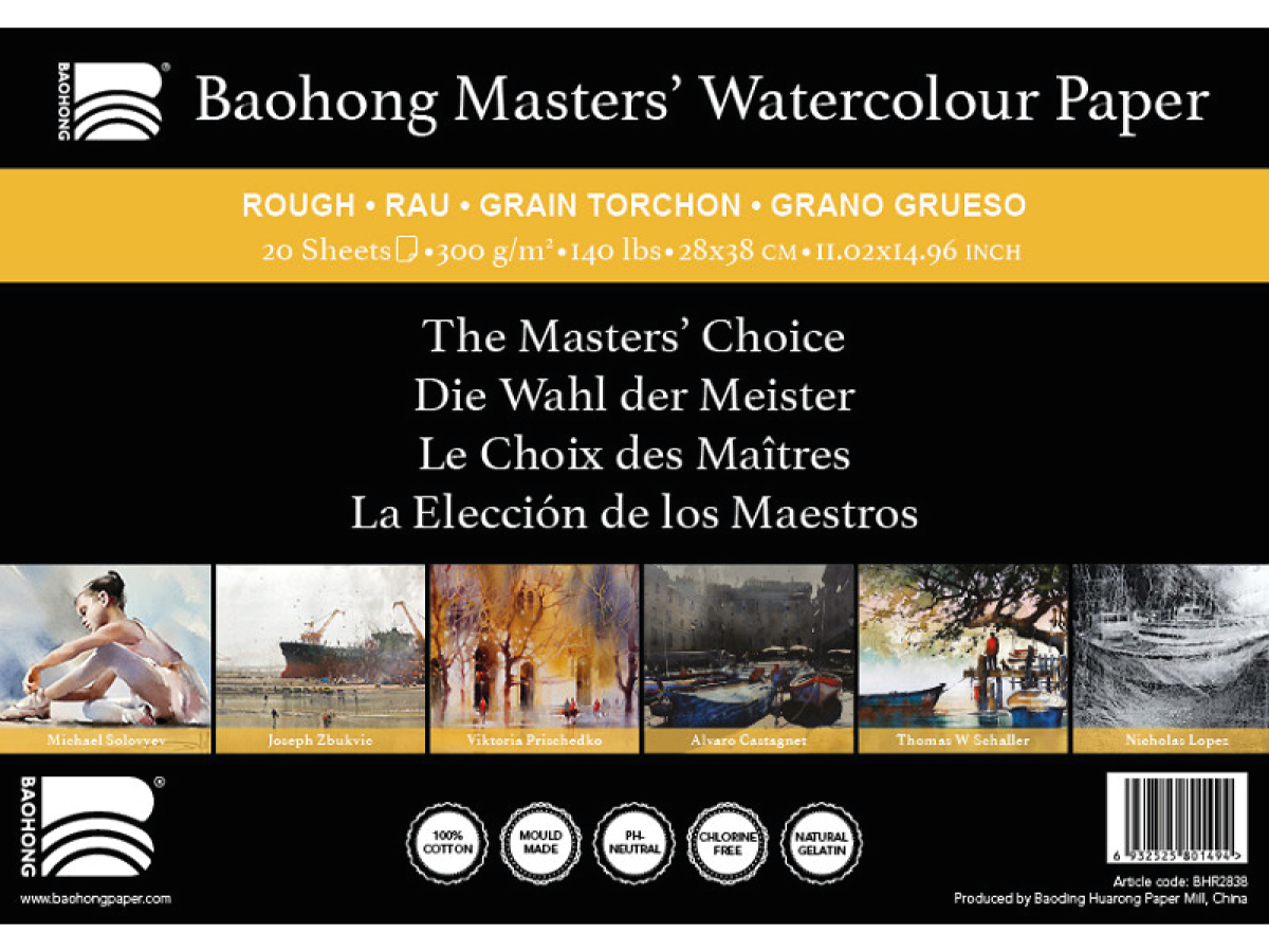 BAOHONG AQUARELLPAPIER 28X38CM 300GR RAU BOGEN 1