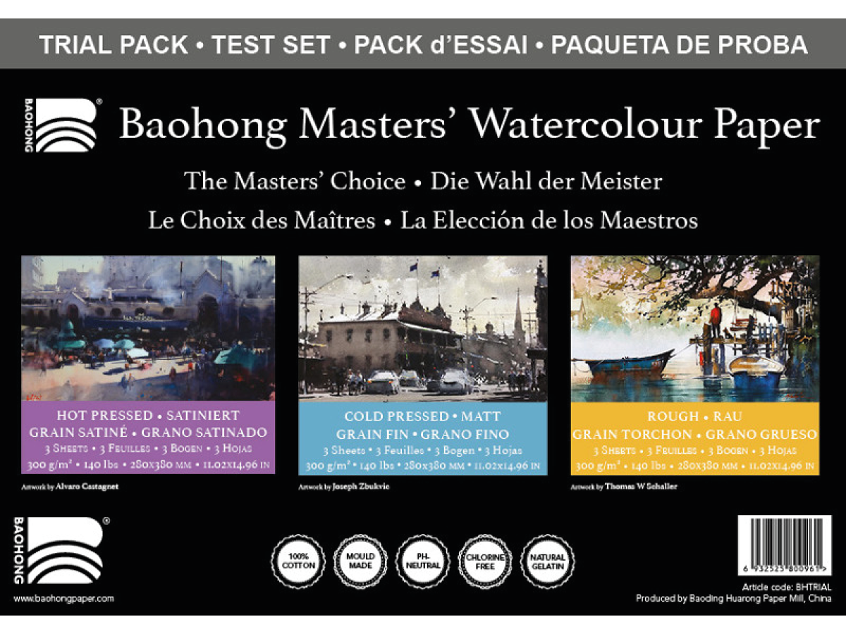 BAOHONG AQUARELLPAPIER TRIAL PACK ARTIST 28X36CM 300GRAMM 9 BLATT 1