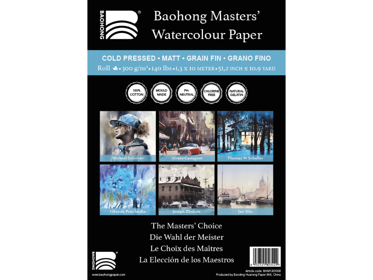 BAOHONG AQUARELPAPIER MATT 1,35 X 10 M ROLLE 1