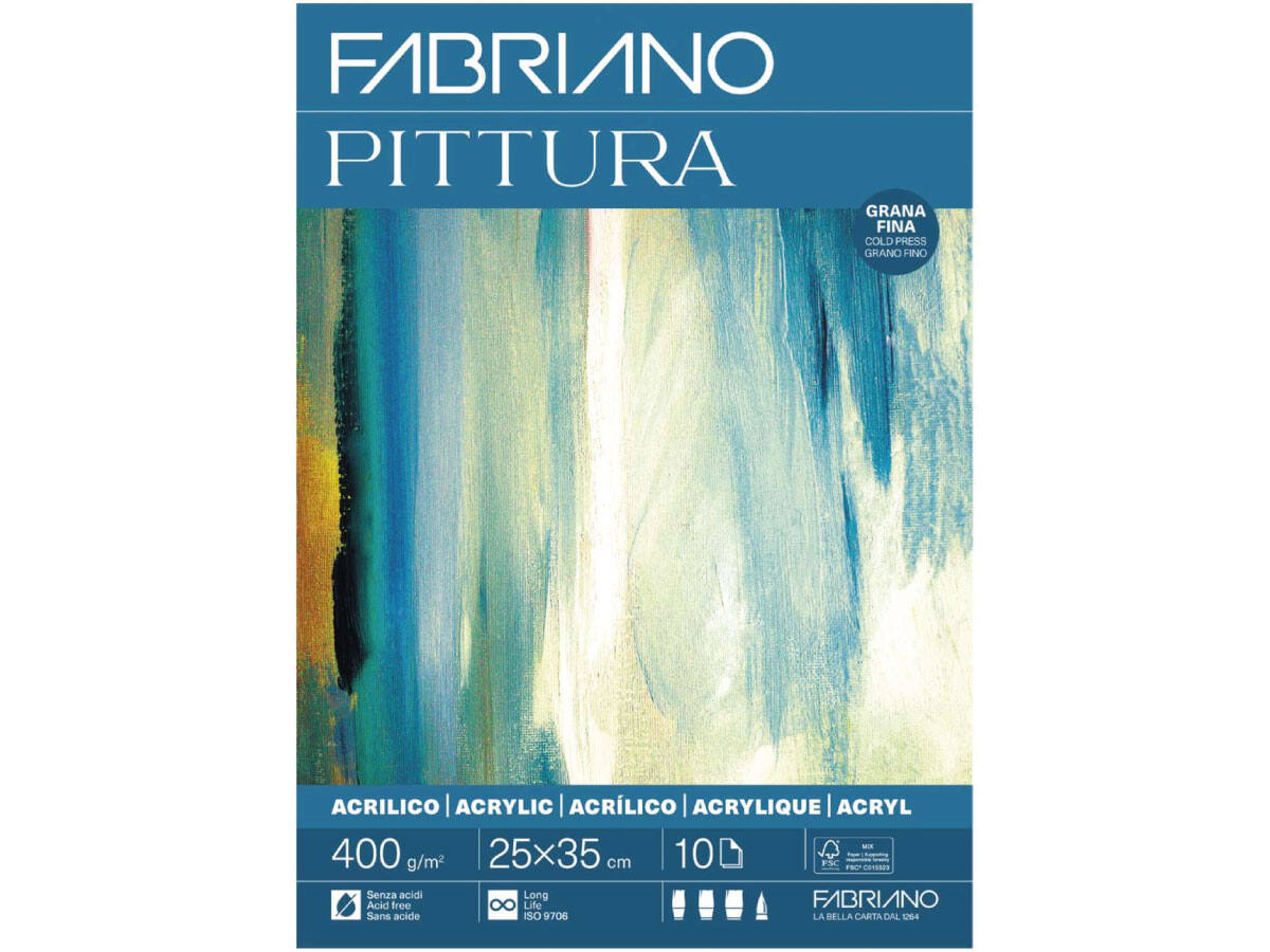 FABRIANO PITTURA ACRYLVERFPAPIER 25X35CM 400GR BLOK A 10VEL 1
