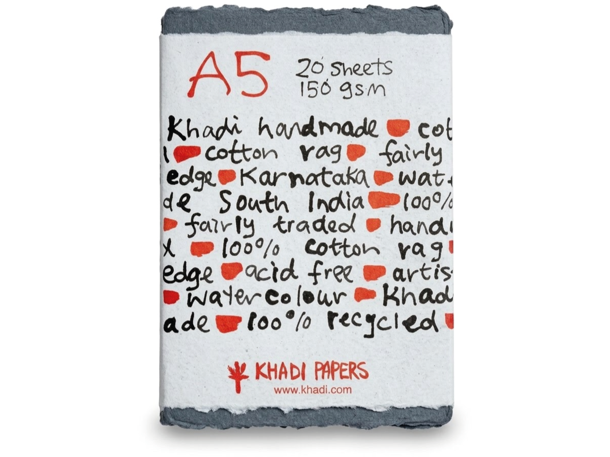 KHADI INDIA HADERNPAPIER A5 150G/M² MEDIUM 20 BLATT DUNKEL GRAU 1