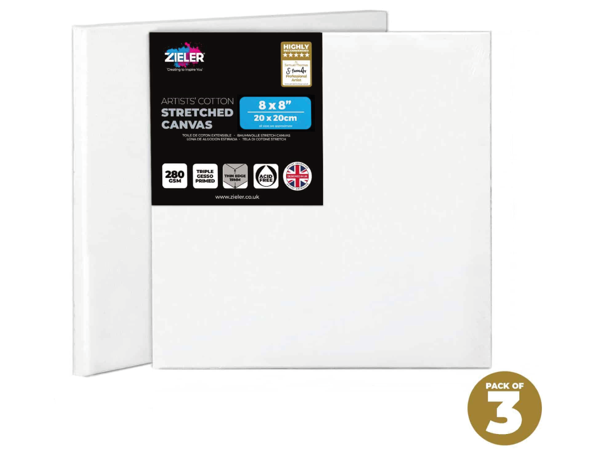 ZIELER PREMIUM KATOEN SCHILDERSDOEK 20X20CM SET 3X 1