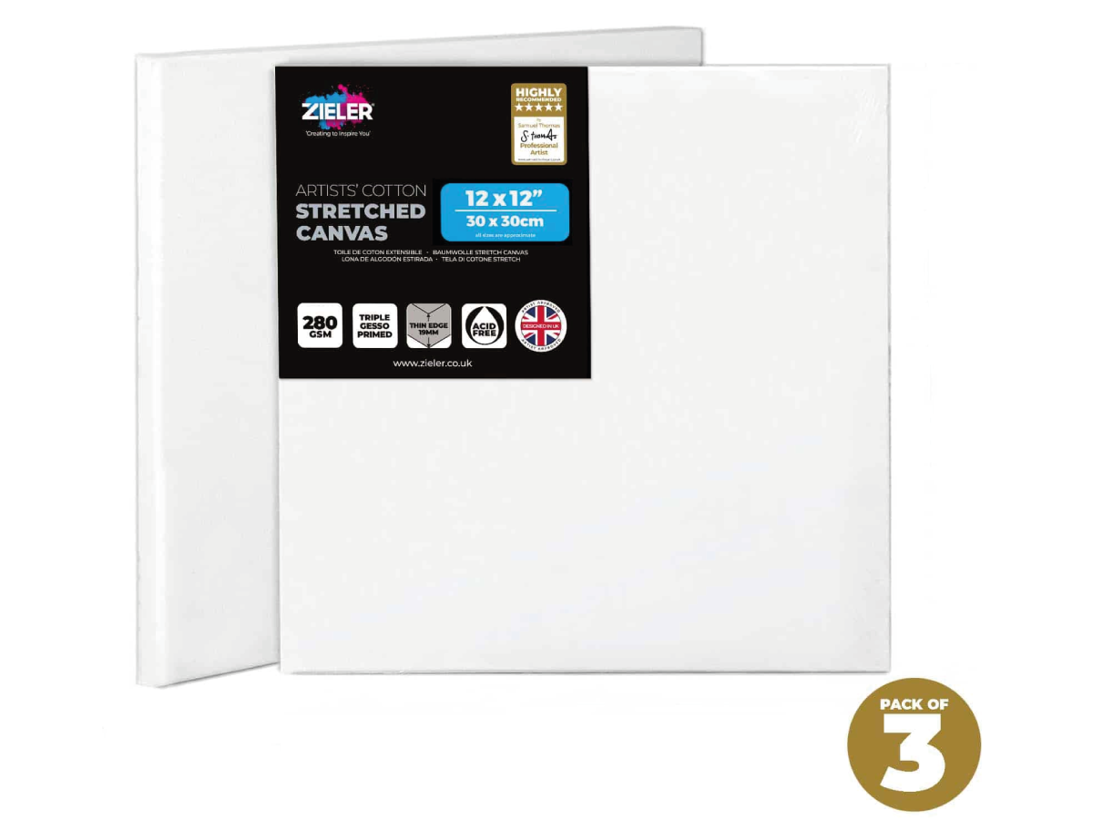 ZIELER PREMIUM KATOEN SCHILDERSDOEK 30X30CM SET 3X 1