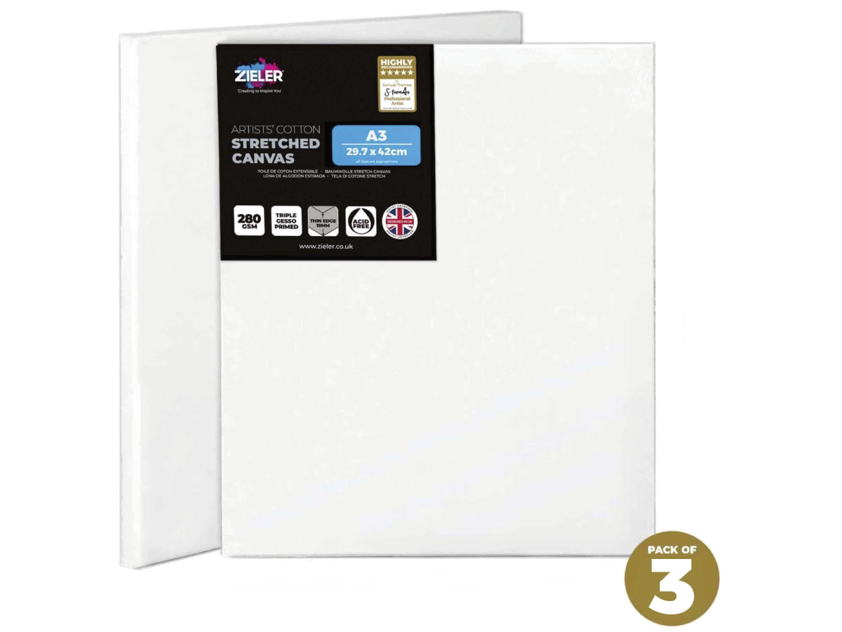 ZIELER PREMIUM KATOEN SCHILDERSDOEK A3 SET 3X 1