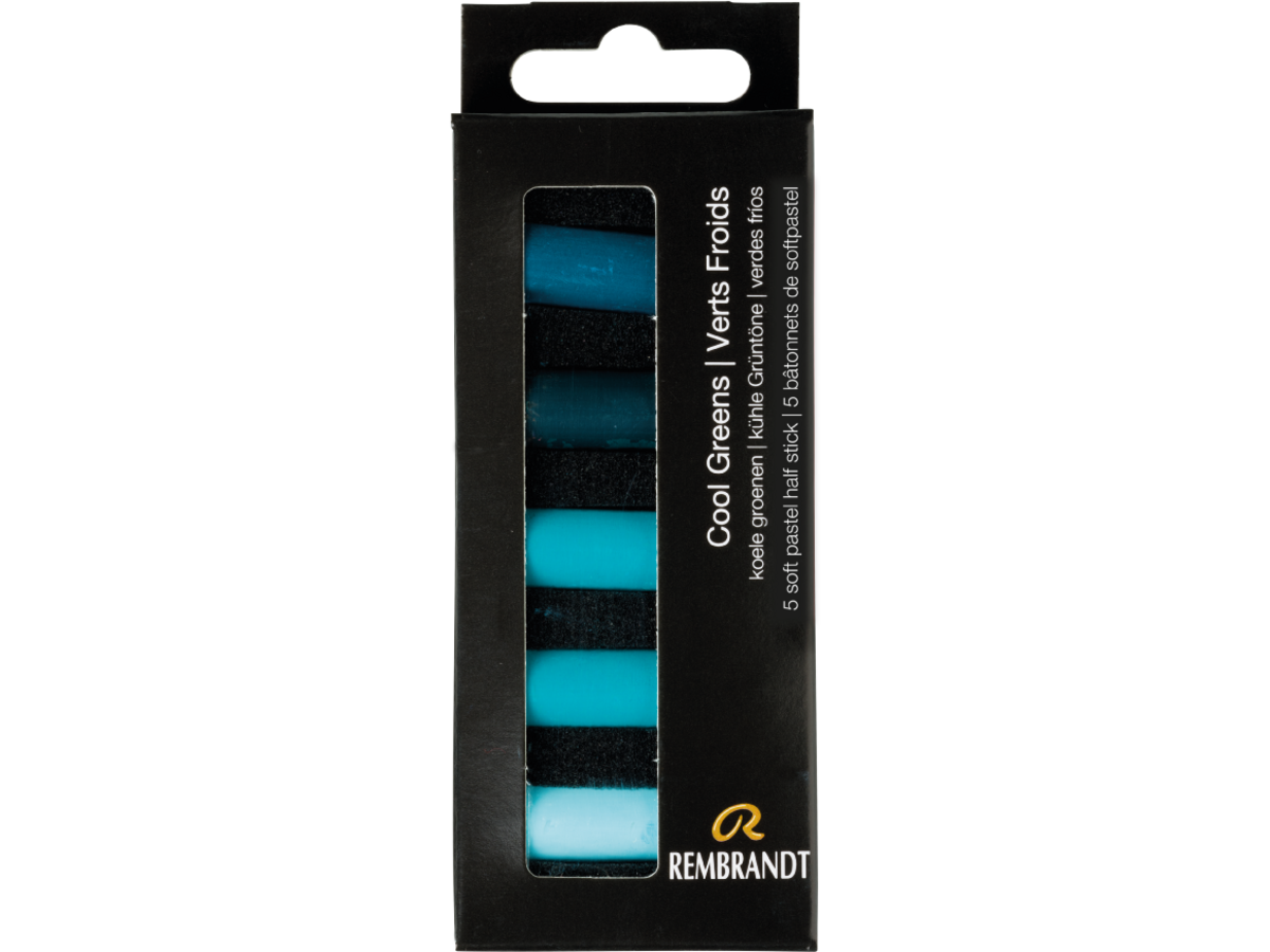 REMBRANDT SOFTPASTEL SET COOL GREENS HALBE KREIDEN 5X 1