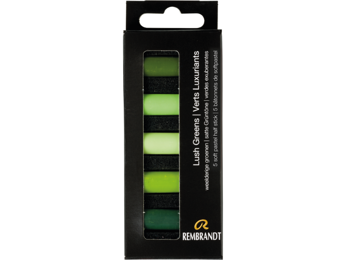 REMBRANDT SOFTPASTEL SET LUSH GREENS HALBE KREIDEN 5X 1