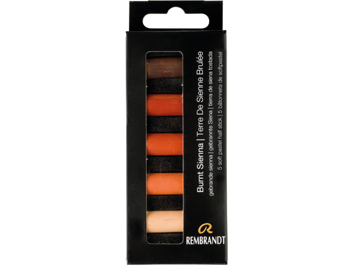 REMBRANDT SOFTPASTEL SET BURNT SIENNA HALBE KREIDEN 5X 1
