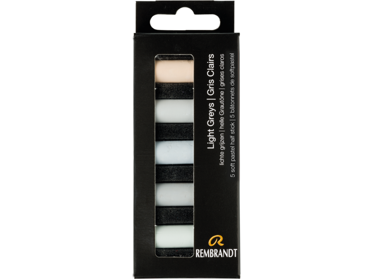 REMBRANDT SOFTPASTEL SET LIGHT GREYS HALBE KREIDEN 5X 1