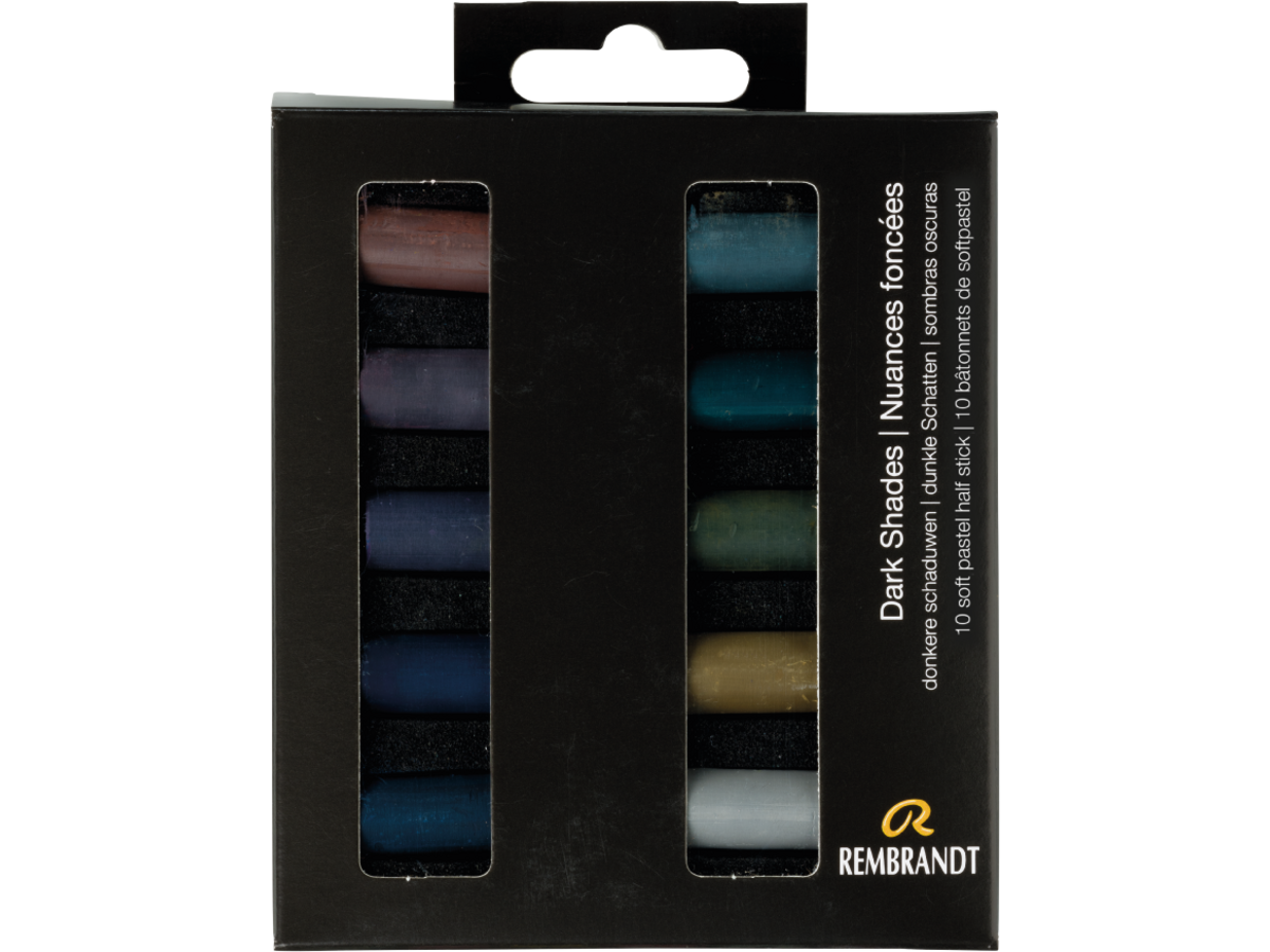 REMBRANDT SOFTPASTEL SET DARK SHADES HALBE KREIDEN 10X 1