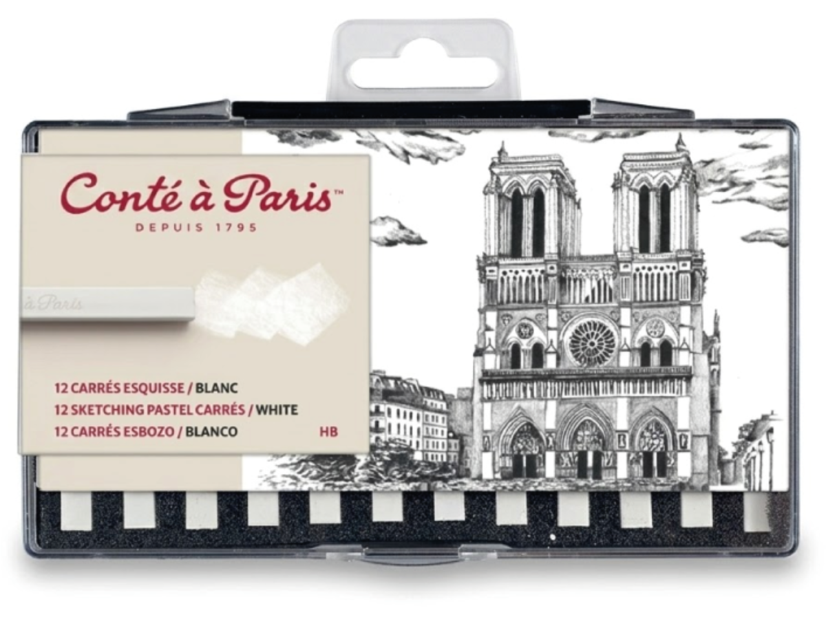 CONTÉ À PARIS CARRÉ PASTELLKREIDEN SET BLANC HB 12X 1