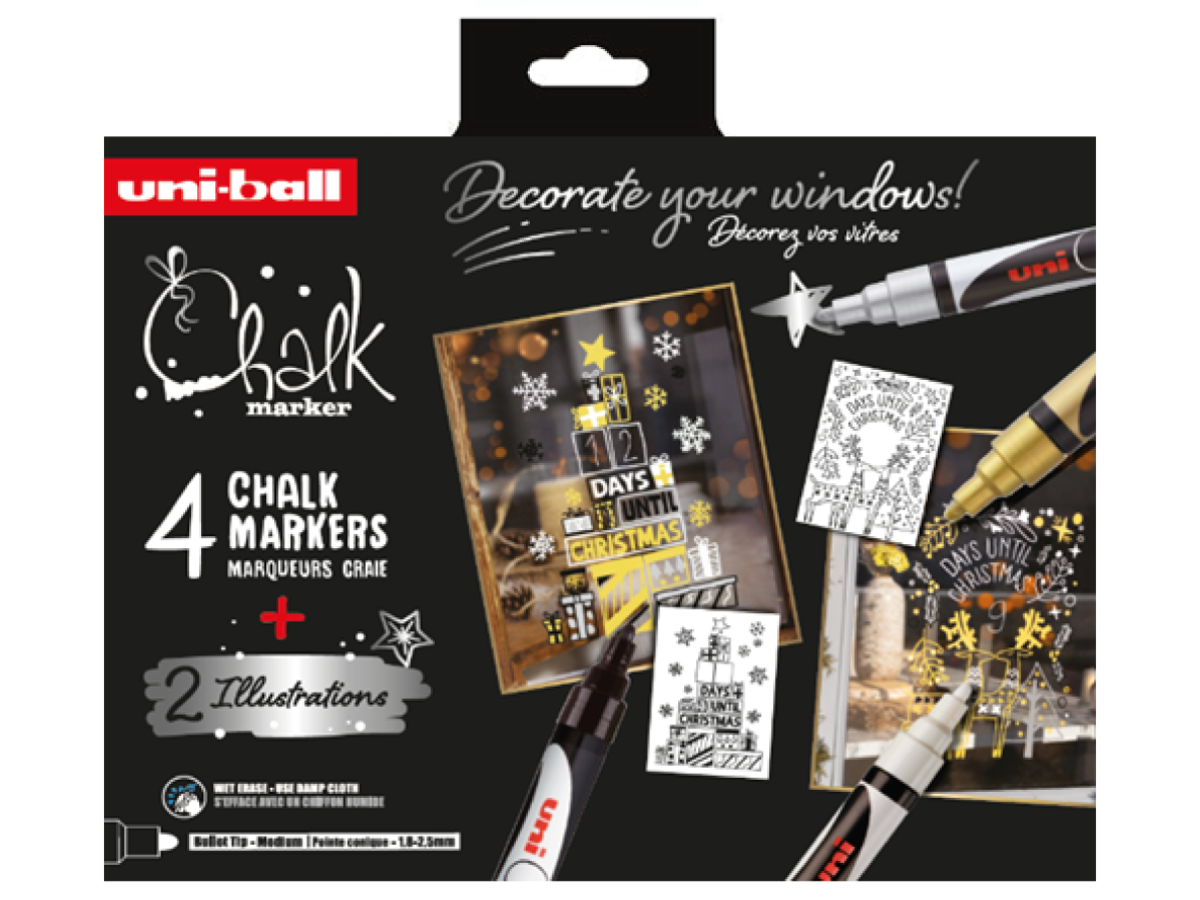 UNI-BALL UNI-BALL CHALK MARKER SET SCANDINAVISCH 4X  OP=OP 1