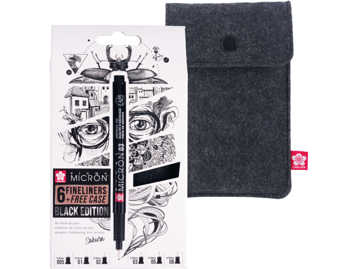 SAKURA PIGMA MICRON BLACK EDITION SET 6X FINELINER + ETUI 1