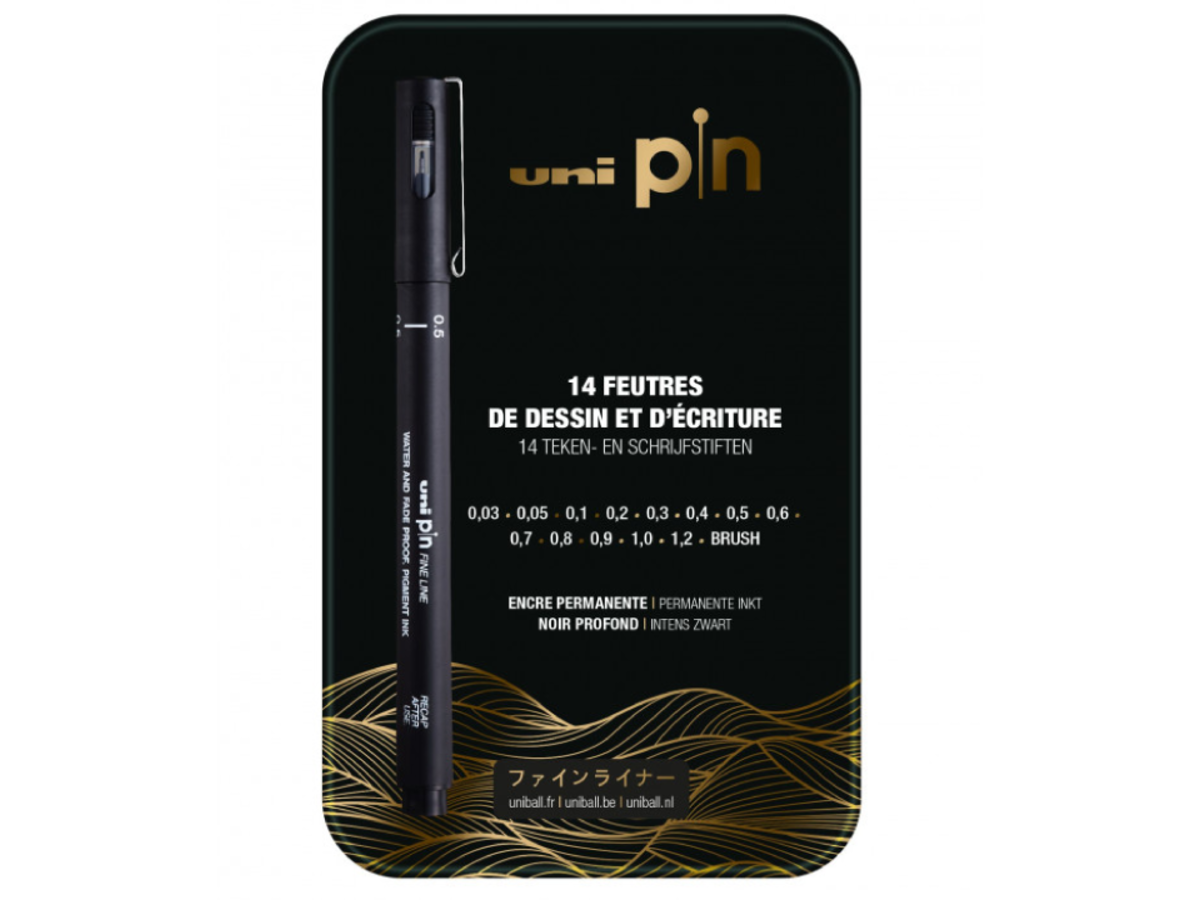 UNI PIN FINELINER SET SCHWARZ 14X 1