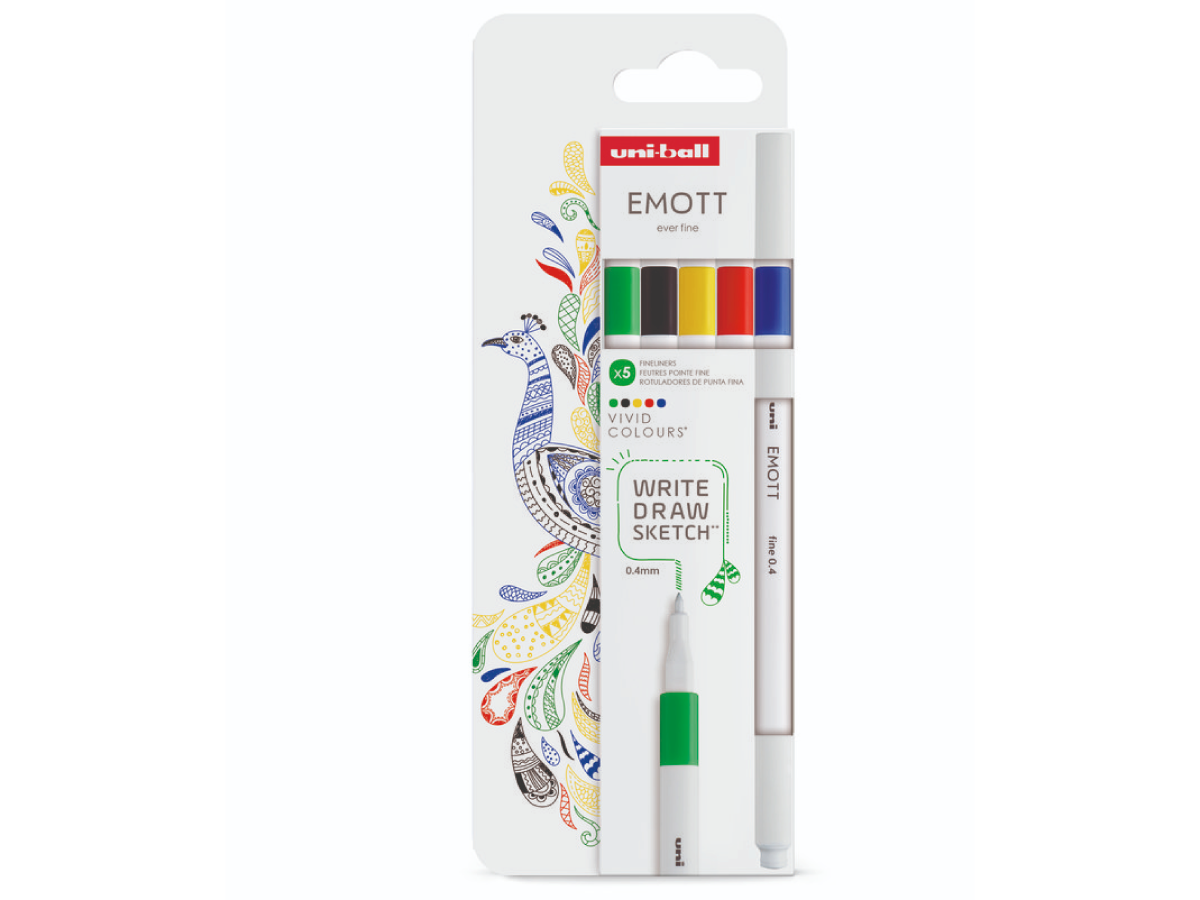 UNI-BALL EMOTT FINELINERSET VIVID COLORS 5X 1
