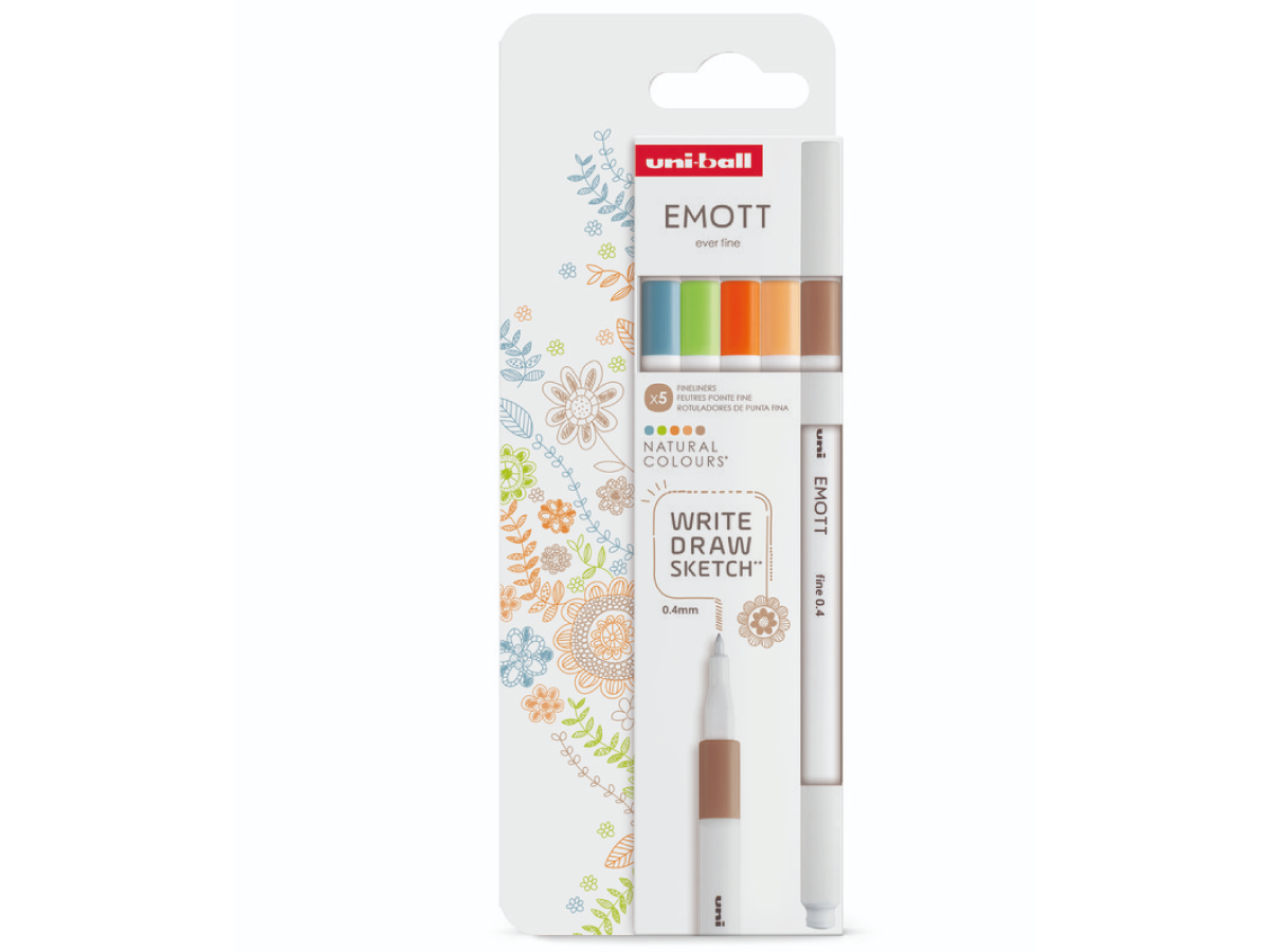UNI-BALL EMOTT FINELINERSET NATURAL COLORS 5X 1