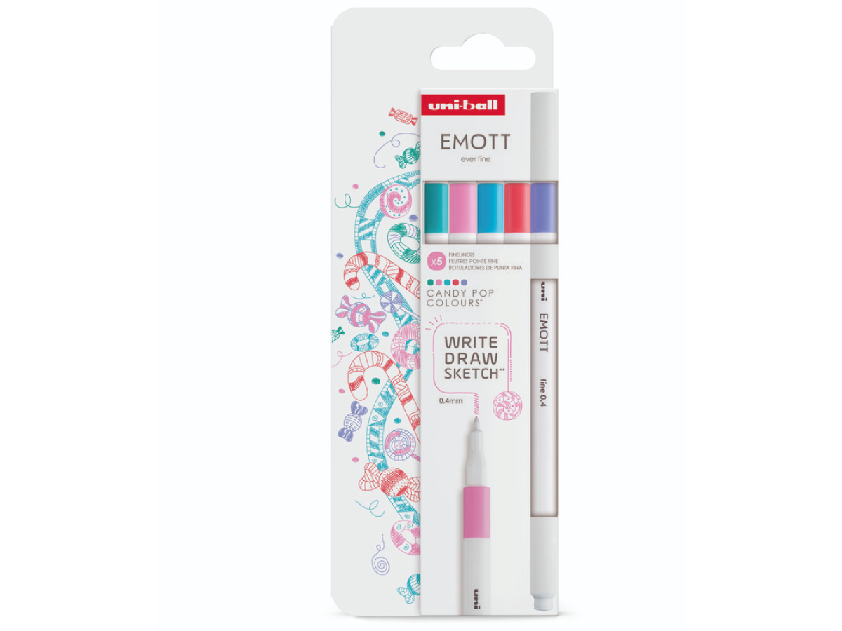 UNI-BALL EMOTT FINELINERSET CANDY POP COLORS 5X 1