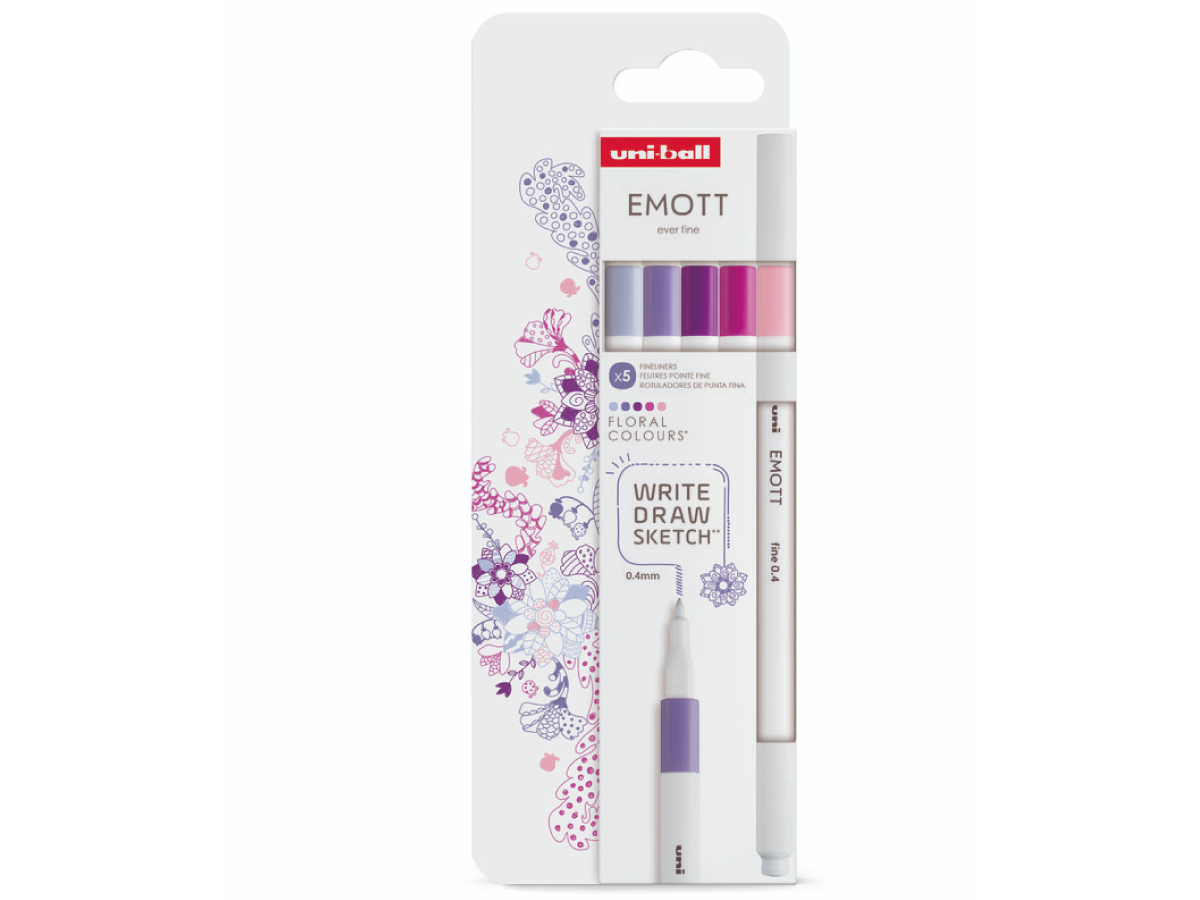 UNI-BALL EMOTT FINELINERSET FLORAL COLORS 5X 1
