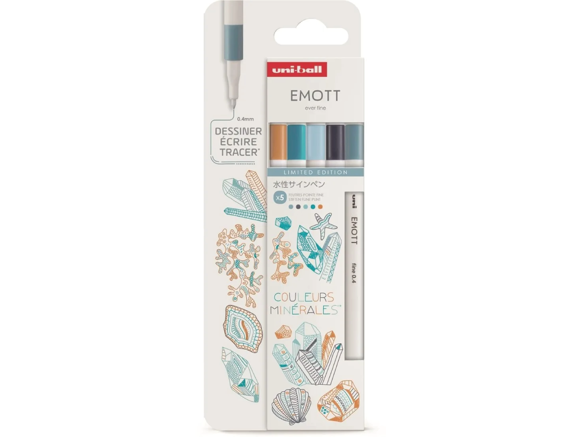 UNI-BALL EMOTT FINELINER SET MINERALS 5X 1