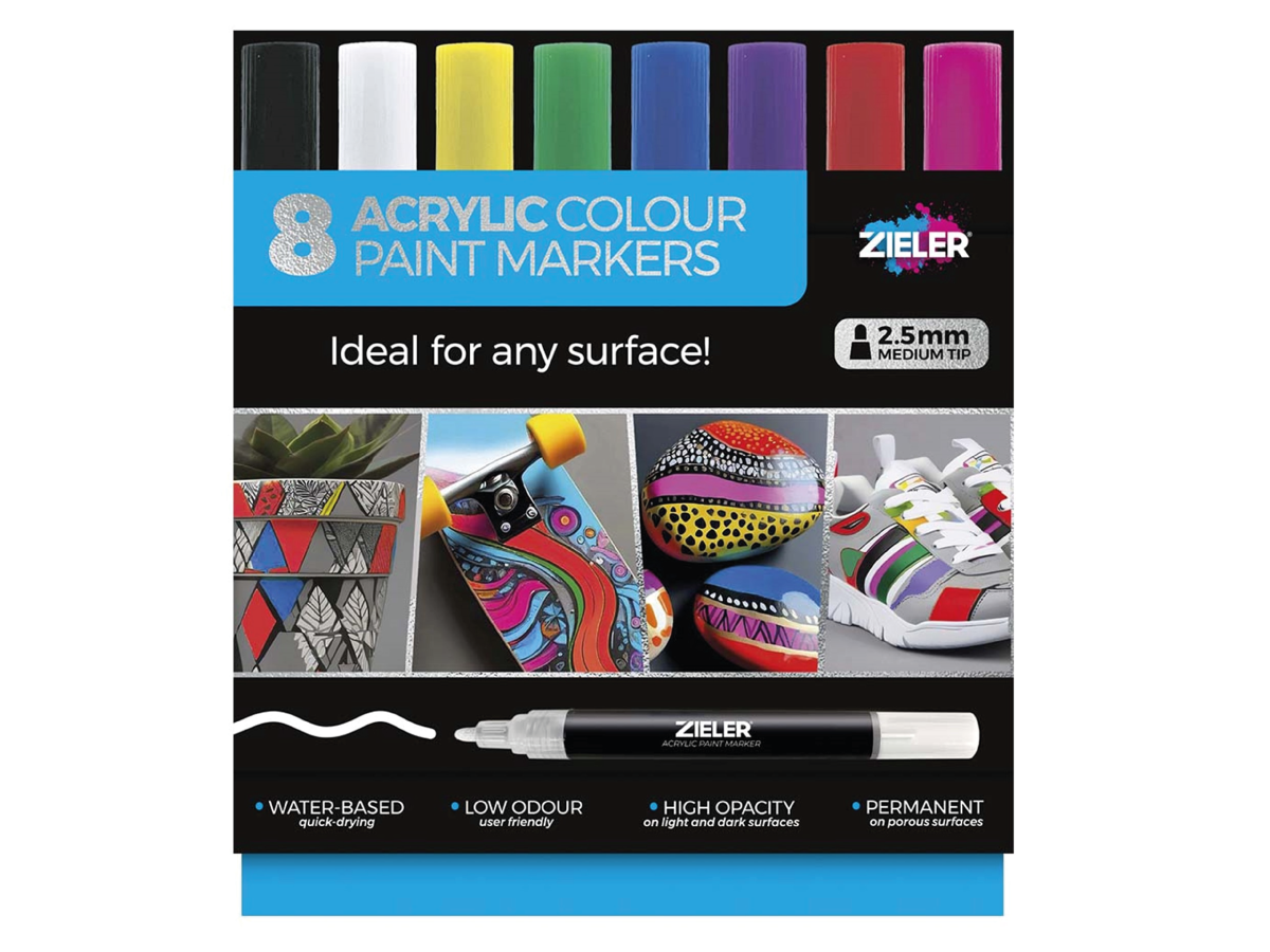 ZIELER ACRYLMARKER SET MEDIUM 2,5MM 8 STÜCK BRIGHT 1