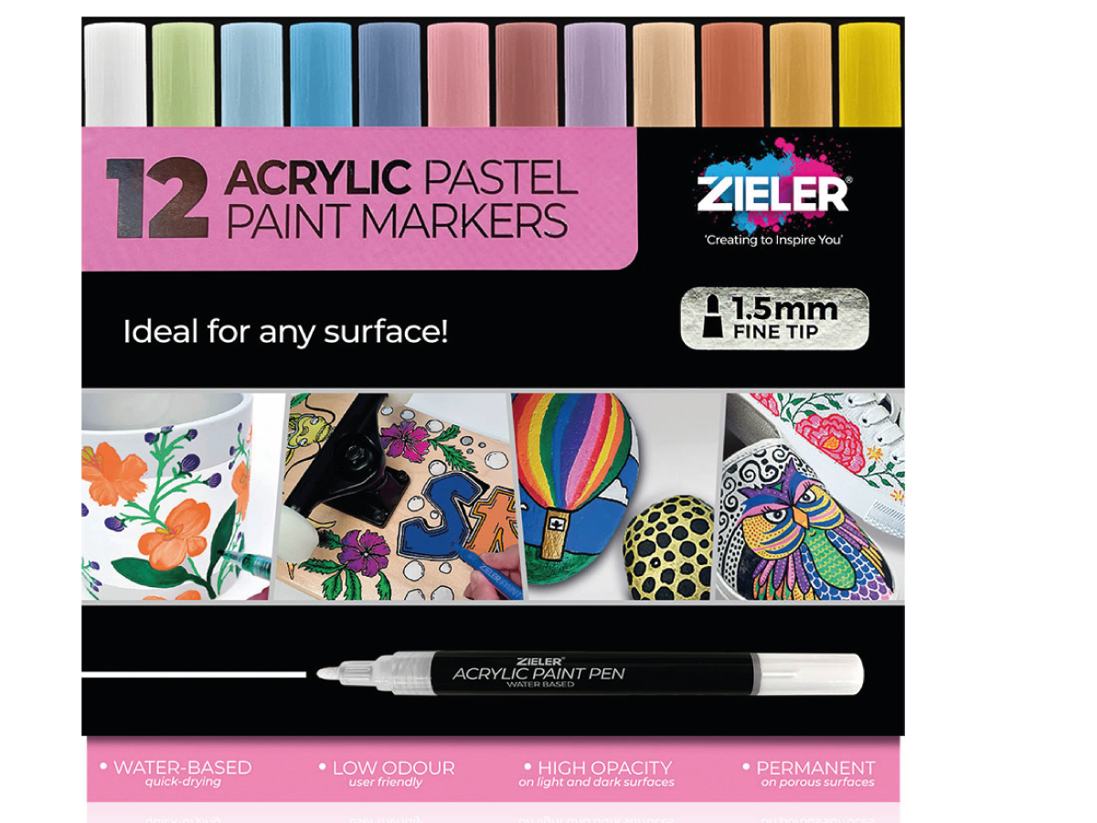 ZIELER PAINT MARKER SET 1,5MM SPITZE PASTELL 12 STÜCK 1