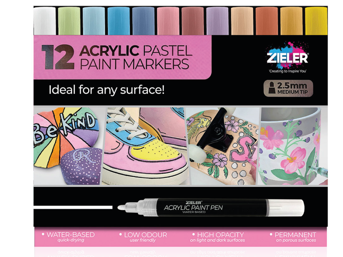 ZIELER PAINT MARKER SET 2,5MM SPITZE PASTELL 12 STÜCK 1