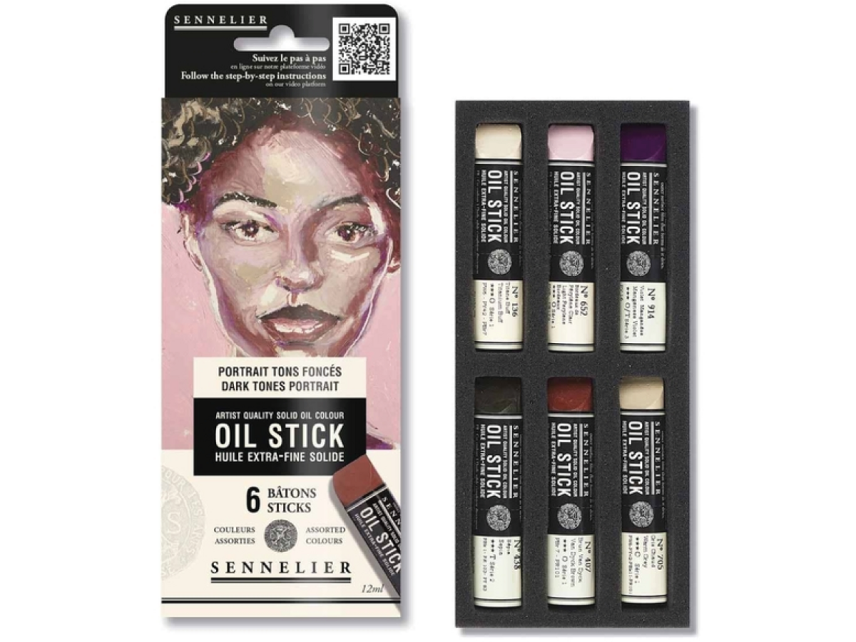 SENNELIER OIL STICK 12ML SET PORTRAIT DARK TONES 6X 1