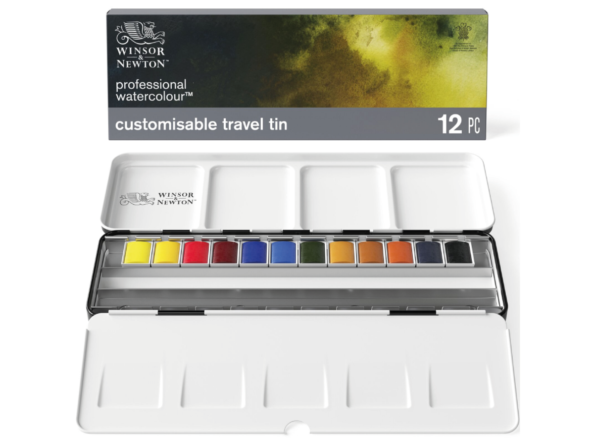WINSOR & NEWTON AQUARELLKASTEN CUSTOMISABLE TRAVEL TIN 12X 1/2 NÄPFCHEN 1