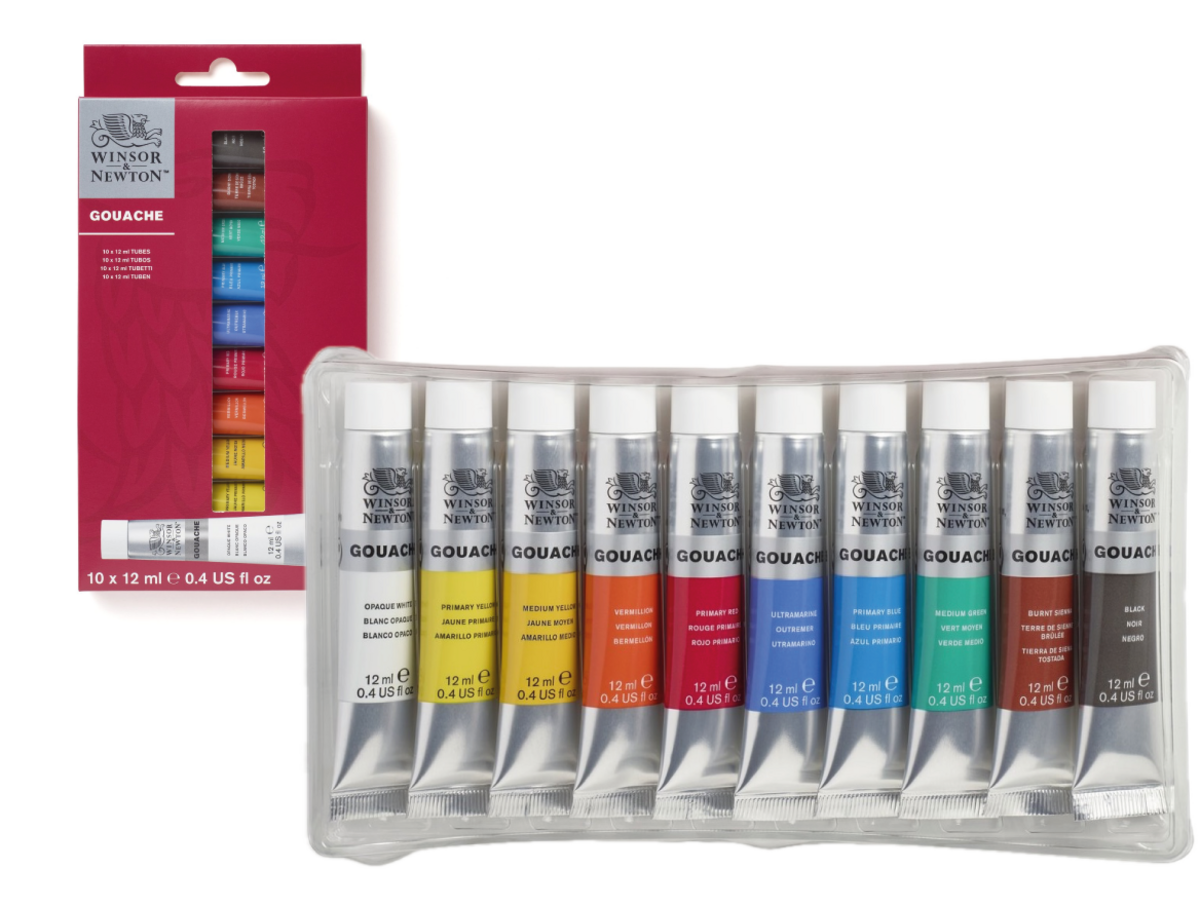 WINSOR & NEWTON DESIGNERS GOUACHE SET BEGINNERS 10X 12ML 1