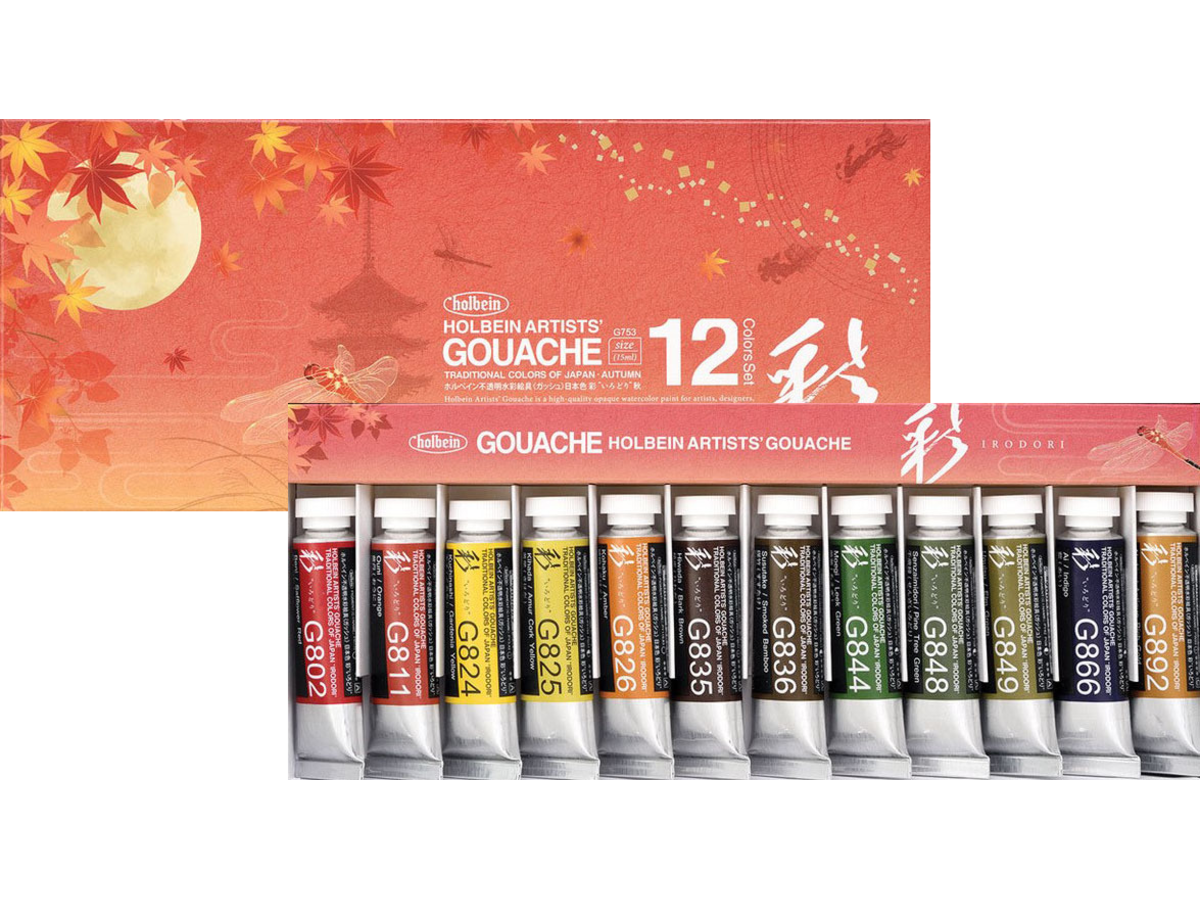 HOLBEIN ARTISTS' GOUACHE IRODORI AUTUMN 15ML SET 12X 1