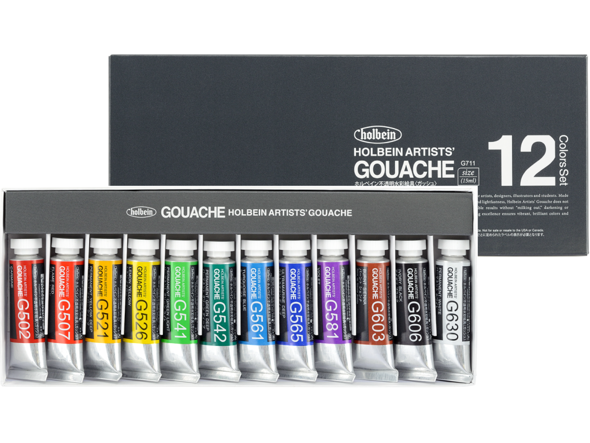 HOLBEIN ARTISTS' GOUACHE G711 15ML SET 12X 1