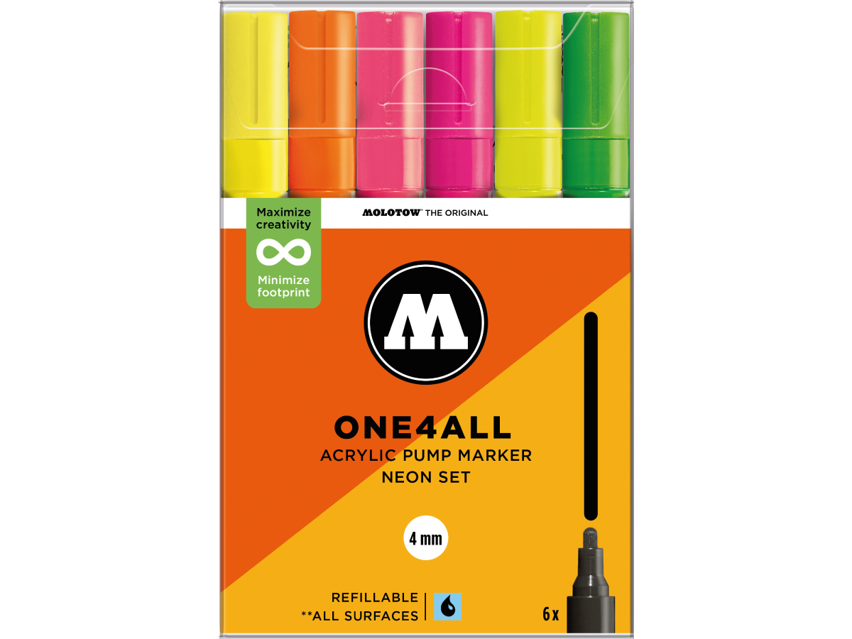 MOLOTOW ONE4ALL MARKERSET 227HS 4MM NEON 6X 1