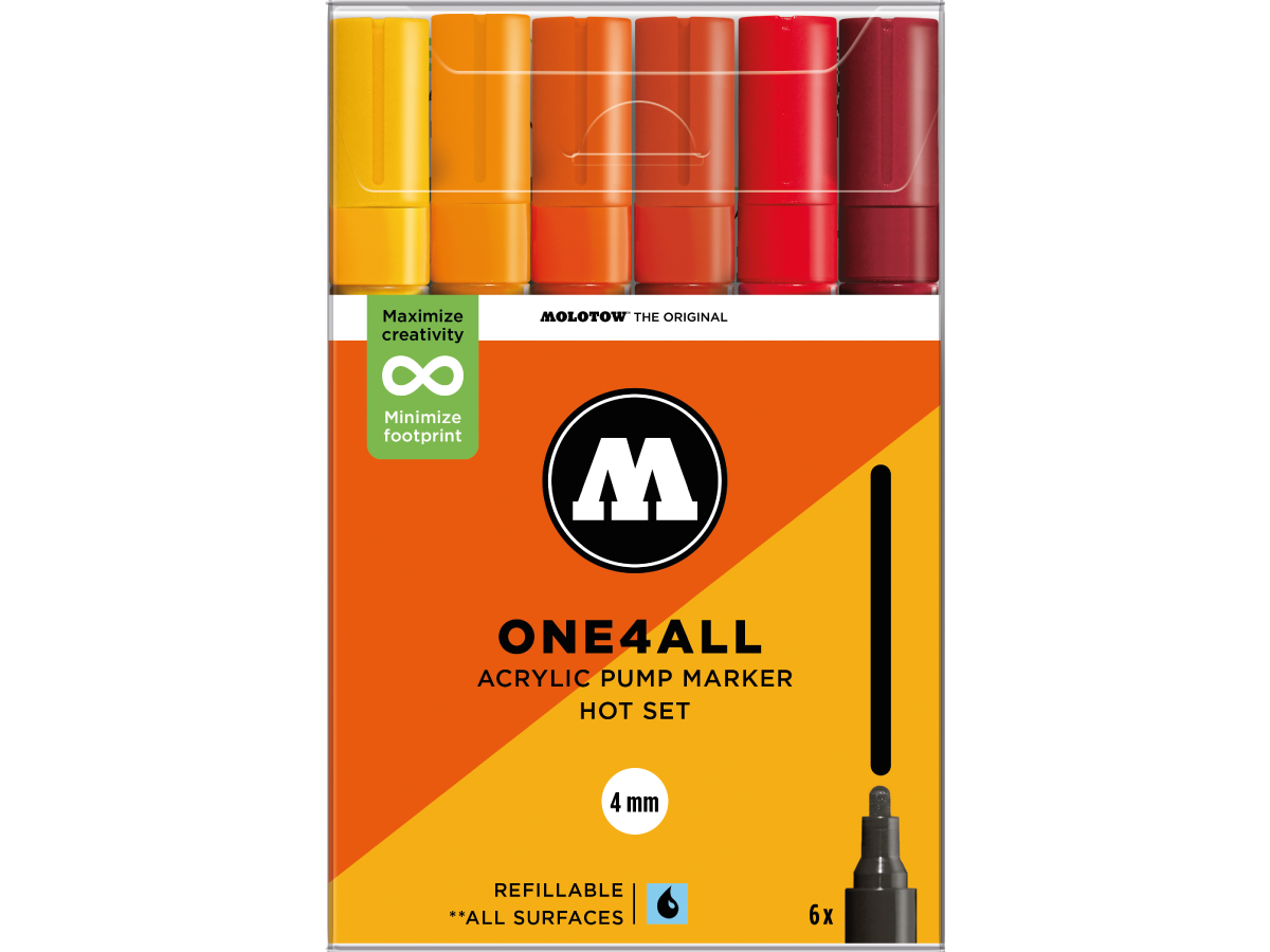 MOLOTOW ONE4ALL MARKERSET 227HS 4MM HOT 6X 1