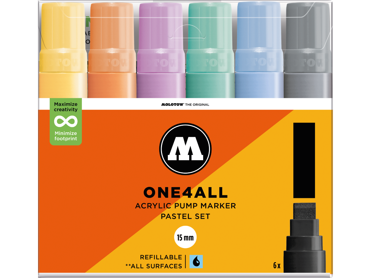 MOLOTOW ONE4ALL MARKER SET 627HS PASTELL 15MM 6 STÜCK 1