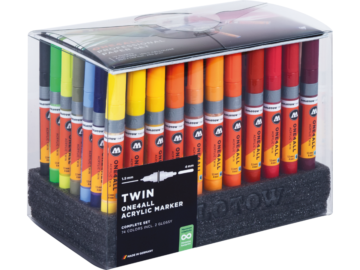 MOLOTOW ONE4ALL MARKERSET TWIN 1,5+4MM 74X 1