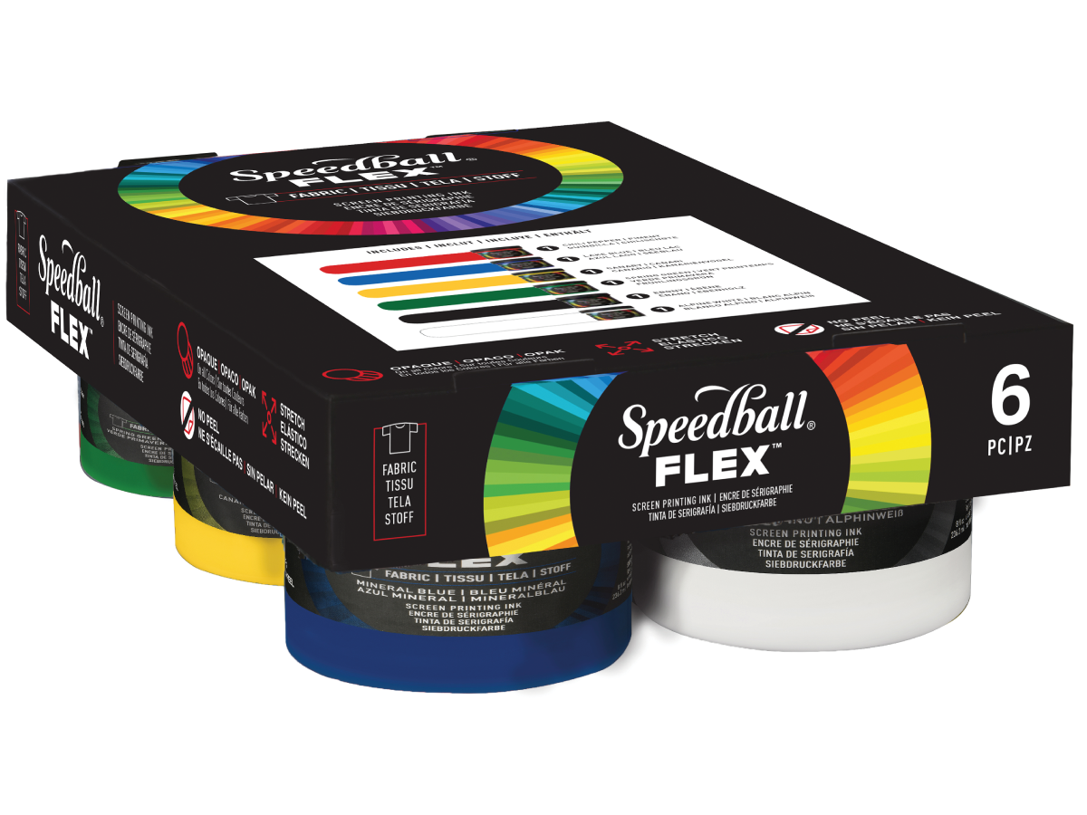 SPEEDBALL FLEX SCREEN PRINTING FABRIC INK 118ML SET 6X 1