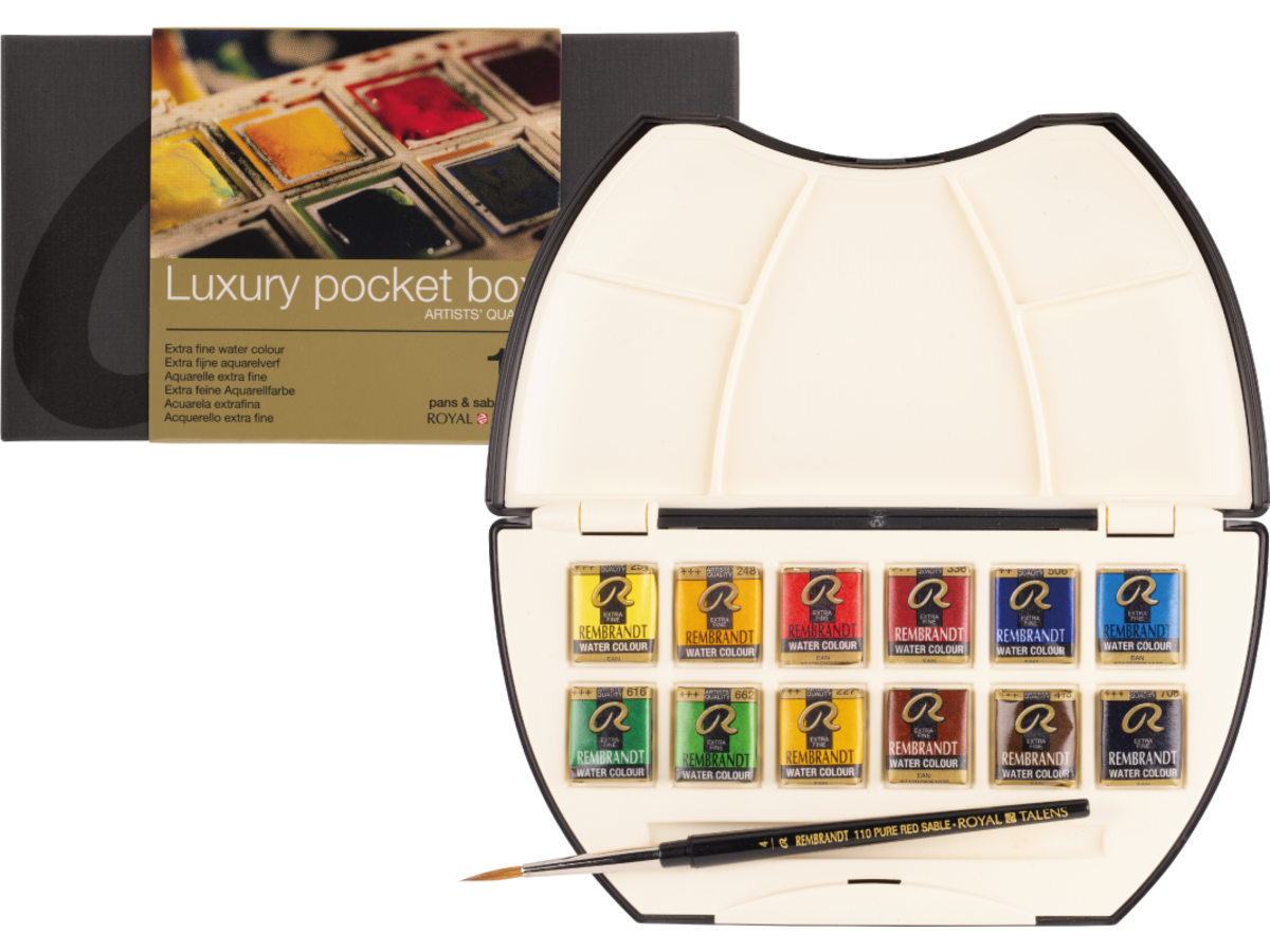 REMBRANDT AQUARELLFARBEN SET 12X 1/2 NAPF + PINSEL 1