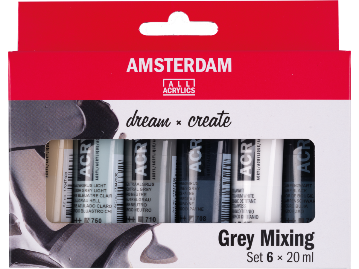 AMSTERDAM STANDARD SERIES ACRYLFARBEN SET 6 X 20ML GRAUTÖNE 1