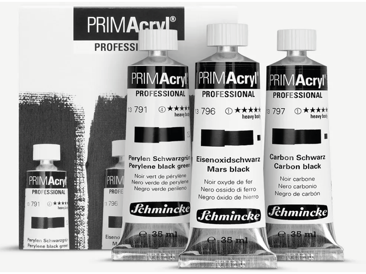 SCHMINCKE PRIMACRYL SET STARTER 35ML BLACK SHADES 3X OP=OP 1