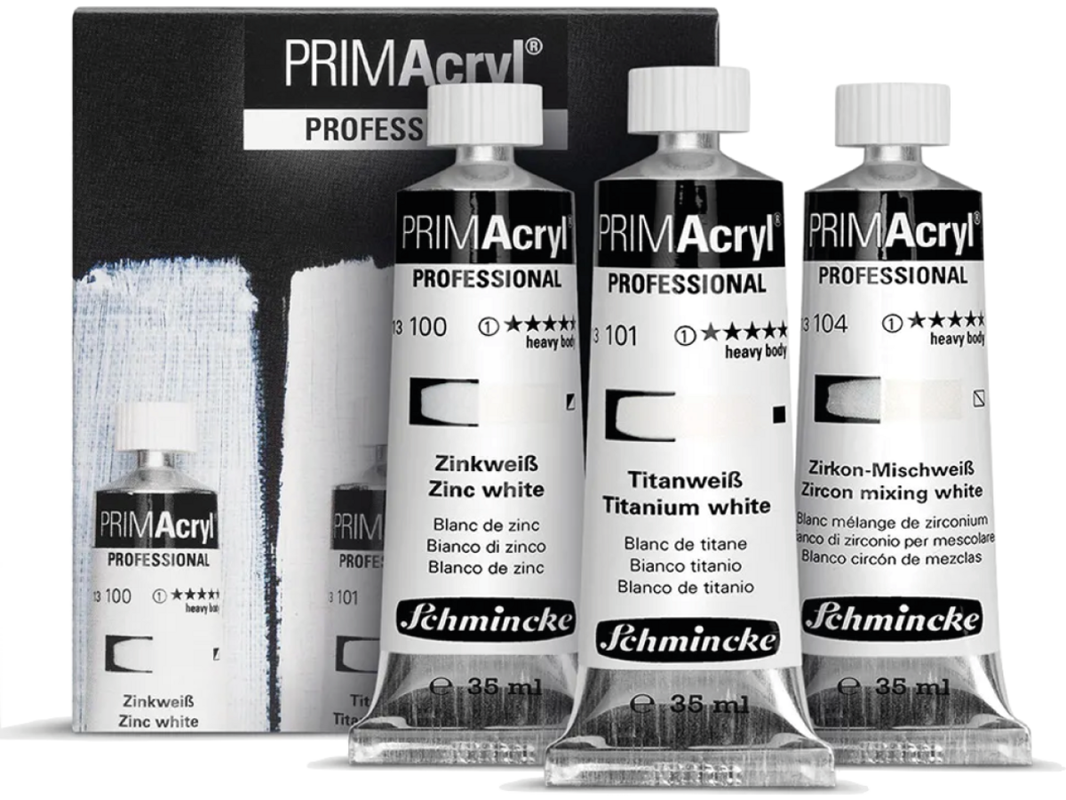 SCHMINCKE PRIMACRYL SET STARTER 35ML WHITE SHADES 3X OP=OP 1